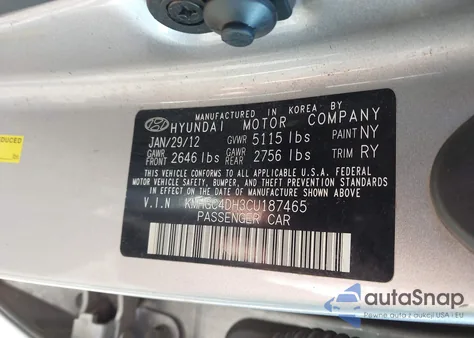 2012 Hyundai Genesis 5.0 R-Spec z USA, uszkodzony, nr VIN KMHGC4DH3CU187465